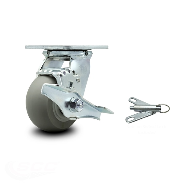 4 Inch Thermoplastic Rubber Caster with Ball Bearing and Brake/Swivel Lock SCC